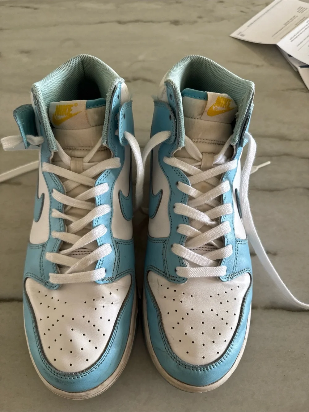 Nike Kids High-Top Sneakers in Light Blue and White